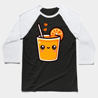 Kawaii Orange Juice Drink with Hearts | Summer Vibe in Kawaii Style Baseball T-Shirt
